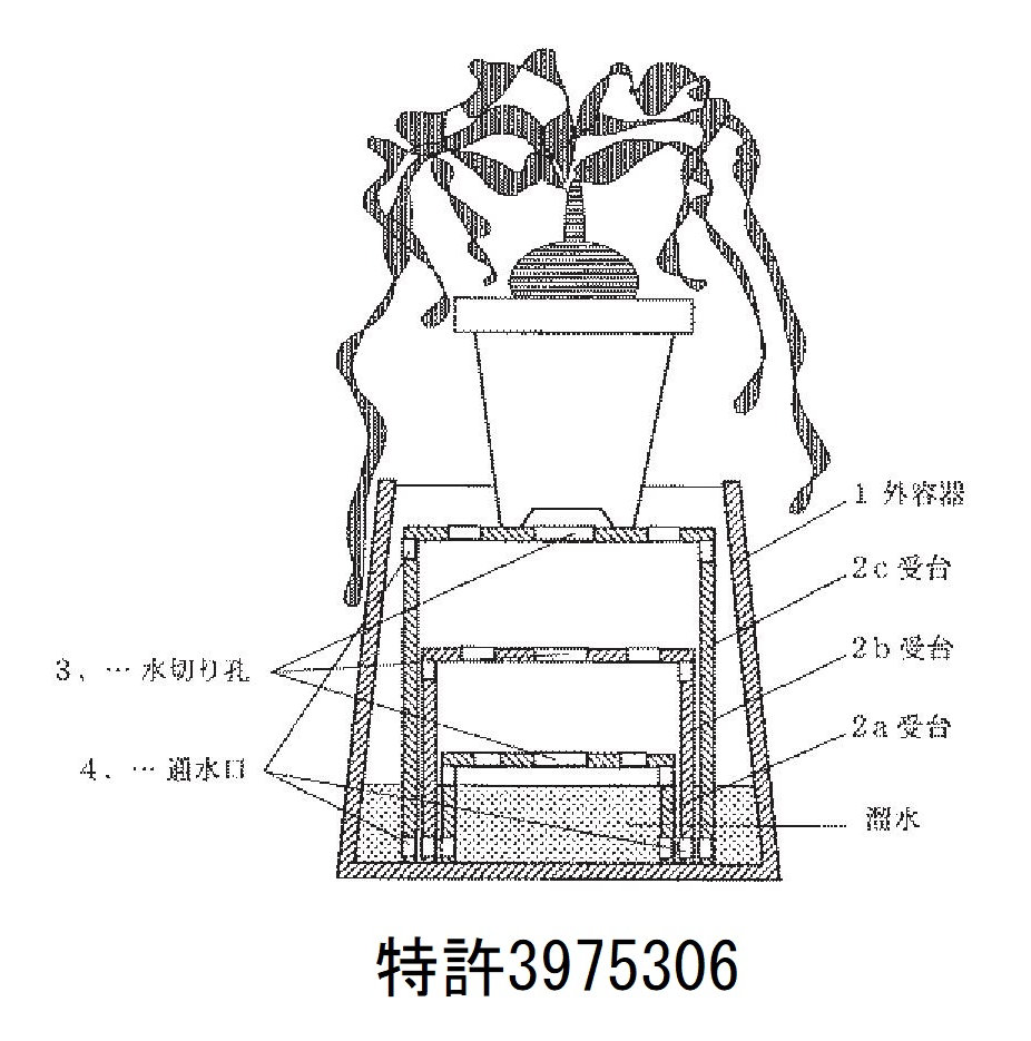 特許・実用新案の実例：園芸容器の受器